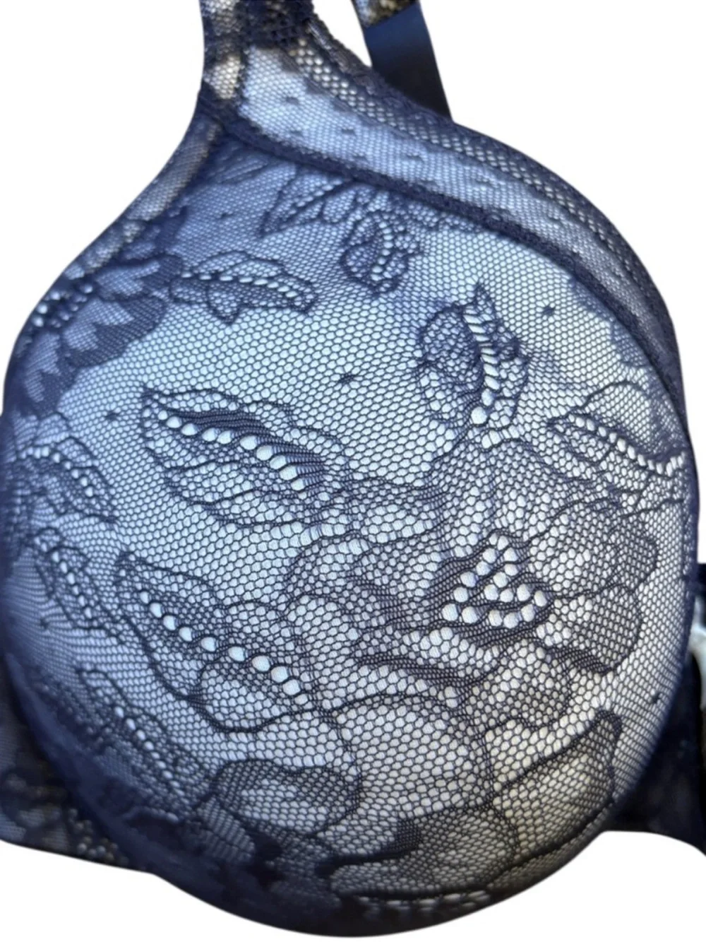 NWOT Cacique Lightly Lined Full Coverage Blue Lace Underwired Bra 38E (DD)